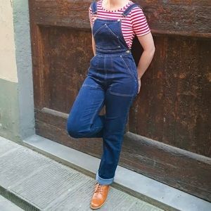 Astro Bettie indigo stretch denim overalls 1940s 1950s